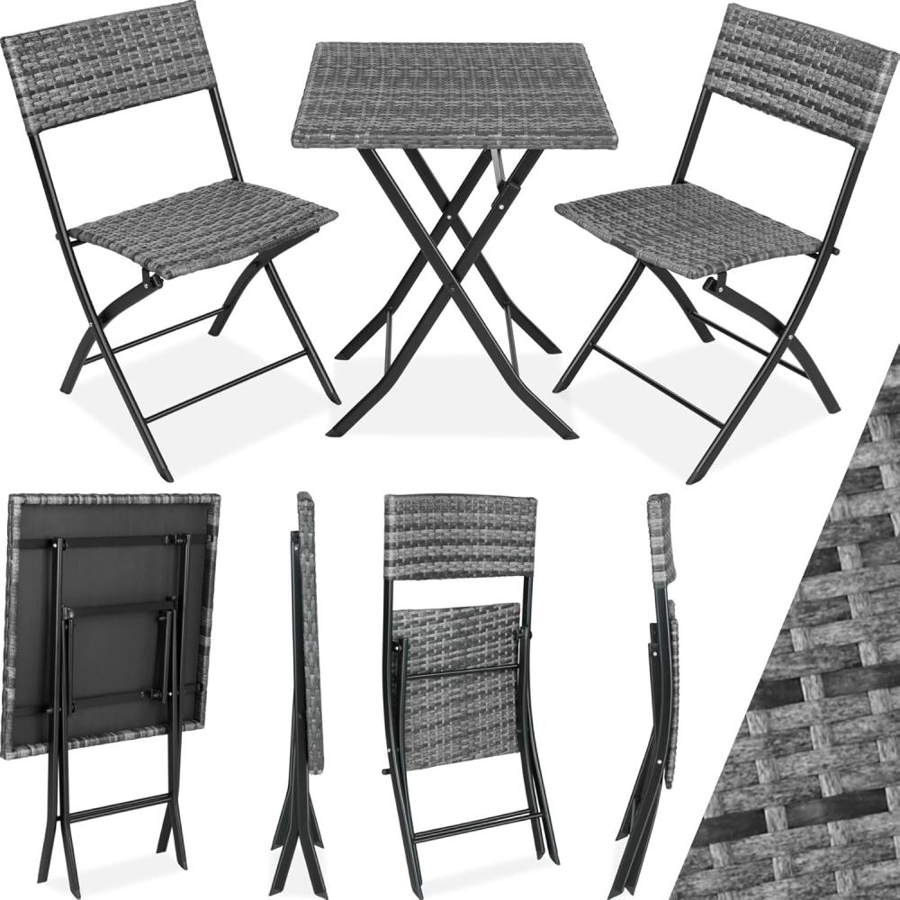 tectake Rattan Balkonset Trevi - Grau Bild 1