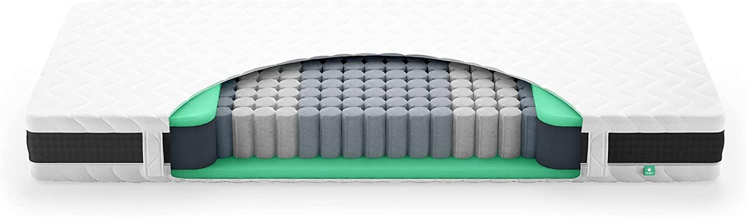 verapur Classik TFK Fresh Taschenfederkern-Matratze I 90x210 cm I Klimaband I 21 cm hoch I 7-Zonen I H2 I 50-80Kg I Allergiker geeignet I Made in Germany I Waschbarer Bezug I ÖKO-Tex Bild 1