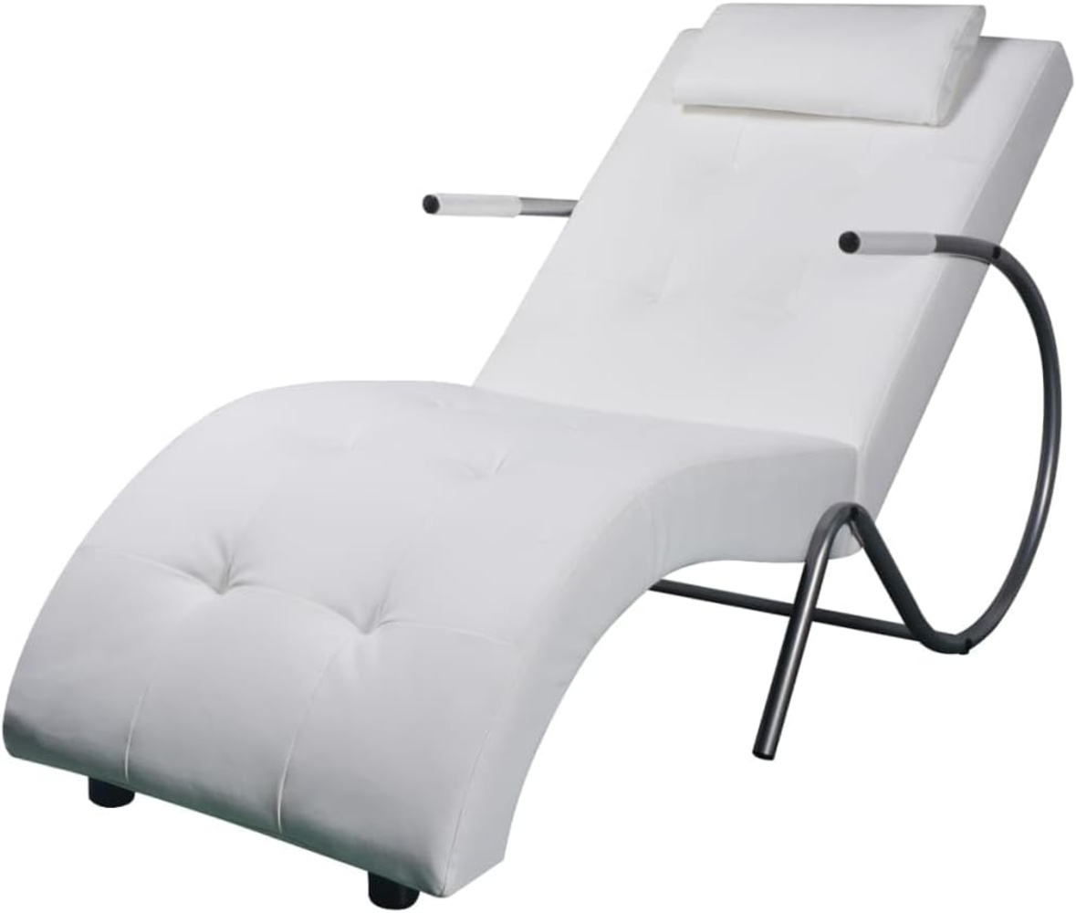vidaXL Chaiselongue mit Kissen Weiß Kunstleder [244095] Bild 1