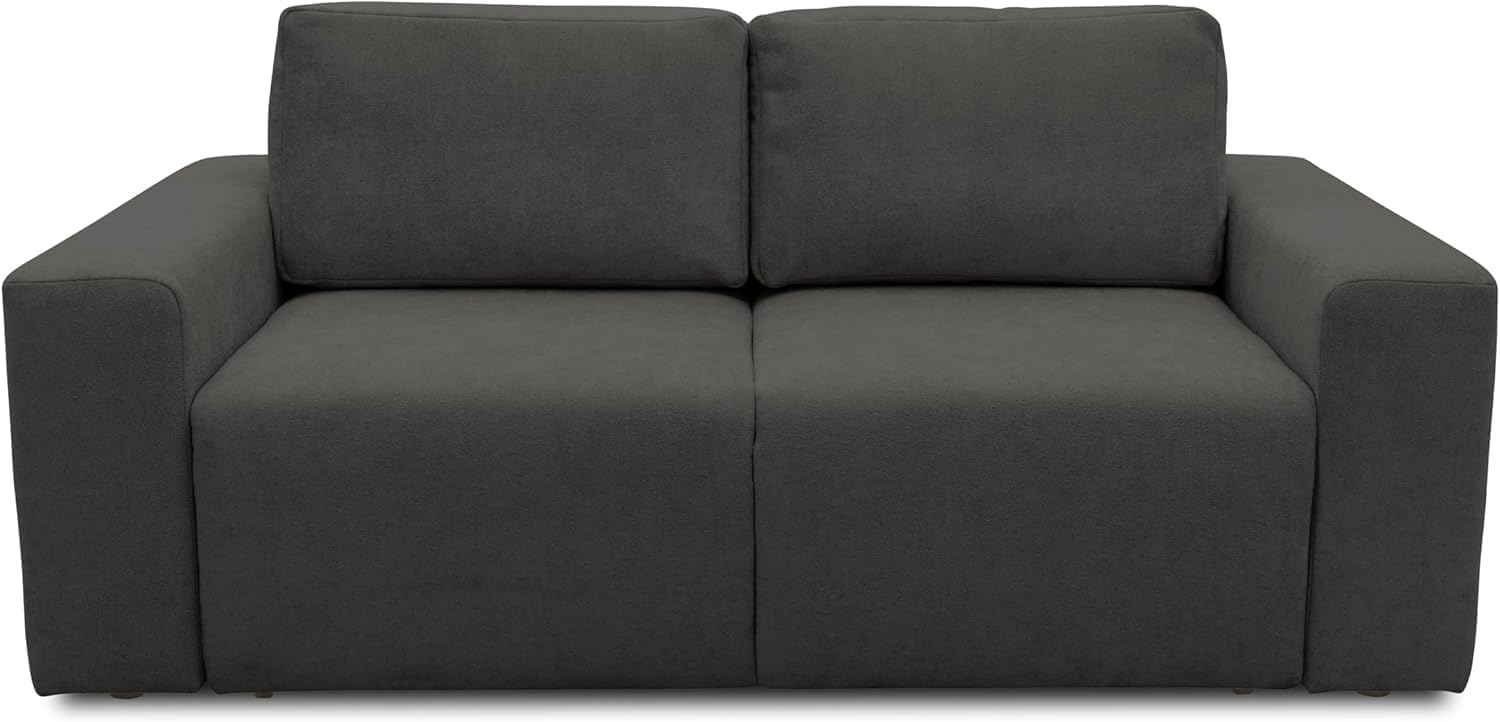 DOMO. collection Sofa Lares, 2-Sitzer Couch mit Schlaffunktion und Federkernpolsterung, lose Rückenkissen, Polstergarnitur, 192 x 116 x 85 cm (BxTxH), Grau Bild 1