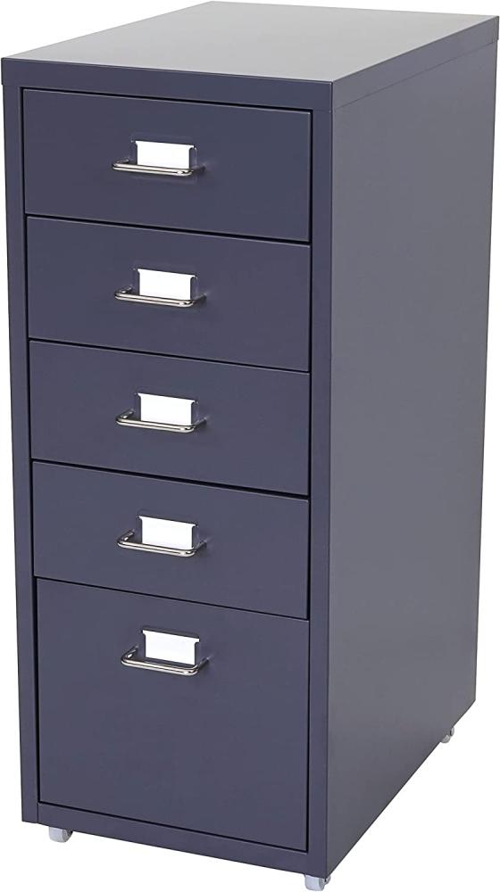 Rollcontainer Boston T851, Schubladenschrank Stahlschrank, 69x28x41cm 5 Schubladen ~ dunkelgrau Bild 1