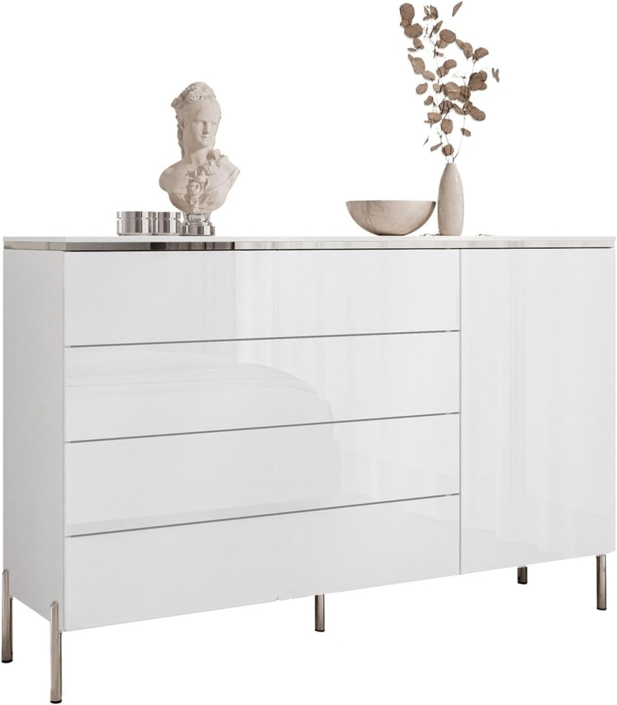 Lookway Kommode AURORA SILVER 1D4S mit Schubladen und Metallbeinen, Breite: 140 cm Bild 1