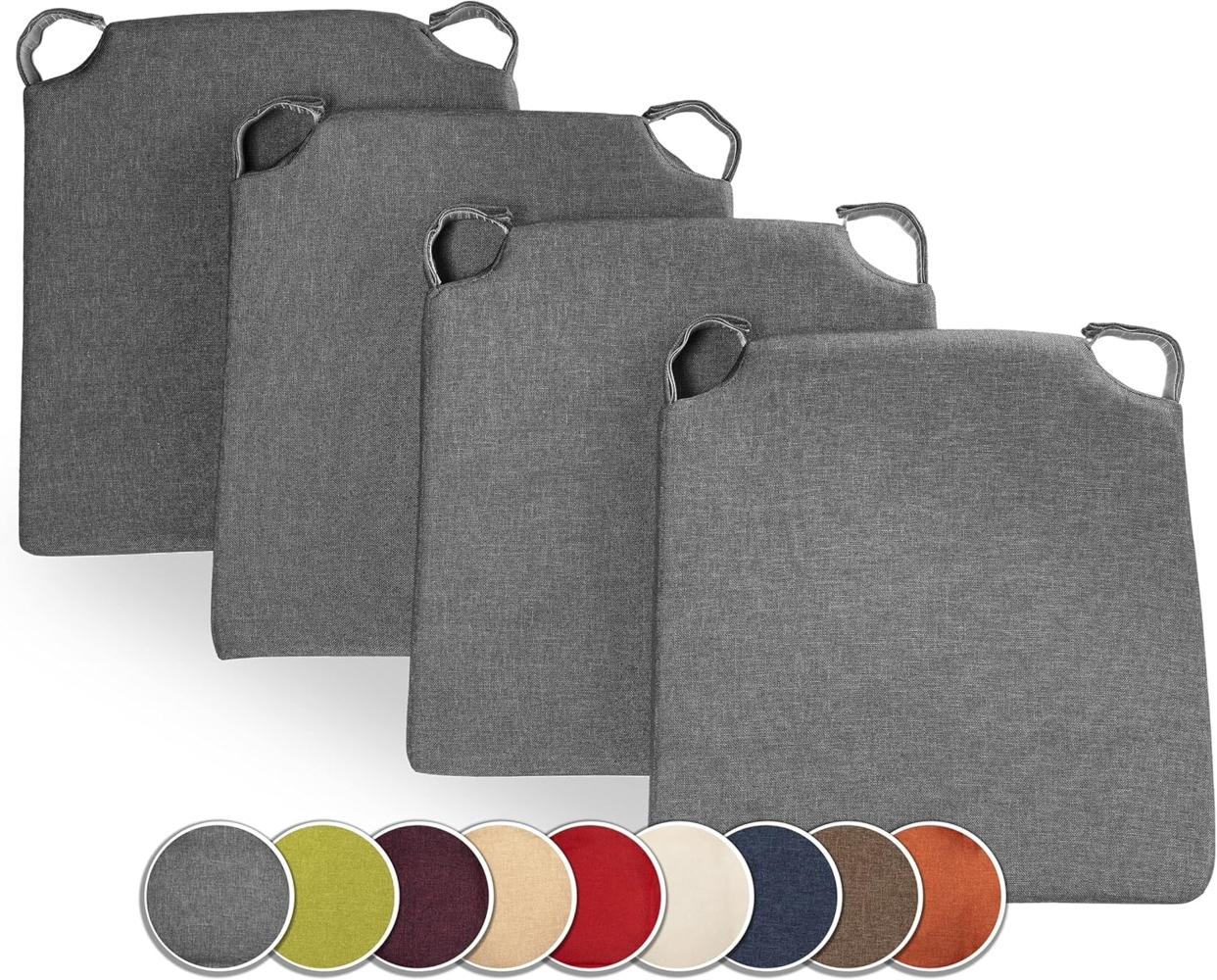 sunnypillow Stuhlkissen 4er Set Kissen Maße: 42 (vorne), 35 (hinten) x 40 x 5 cm Bild 1