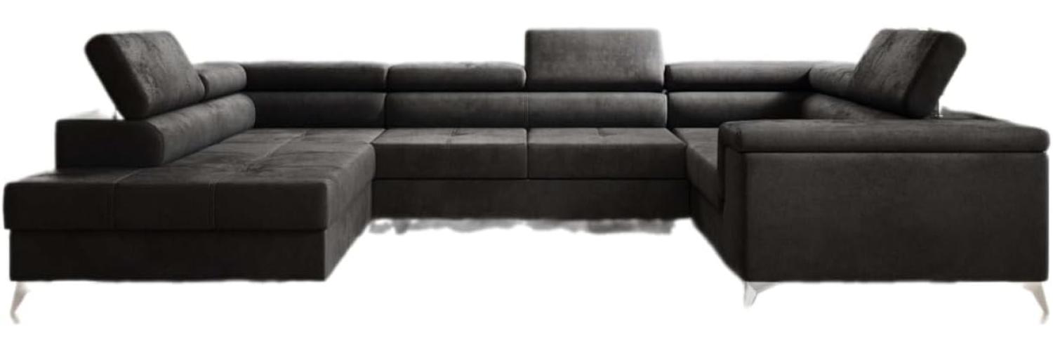 Designer Sofa Torino mit Schlaf- und Klappfunktion Samt Anthrazit Links Bild 1