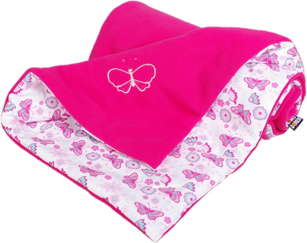 Kaarsgaren Kinderwagendecke für Winter, Größe 70 x 100 cm, Farbe: Rosa/Schmetterling, doppelseitig Kuscheldecke, Babydecke, Erstlingsdecke, Krippe Decke (Rosa/Schmetterling) Bild 1