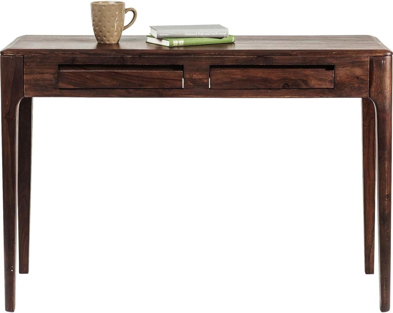 Kare Laptoptisch Brooklyn Walnut, Kleiner Schreibtisch in Dunkelbraun gebeiztem Sheeshamholz, Schmaler Sekretär für Büro und Arbeitszimmer, Konsole, Tisch für Homeoffice, (H/B/T) 76 x 110 x 40 cm Bild 1