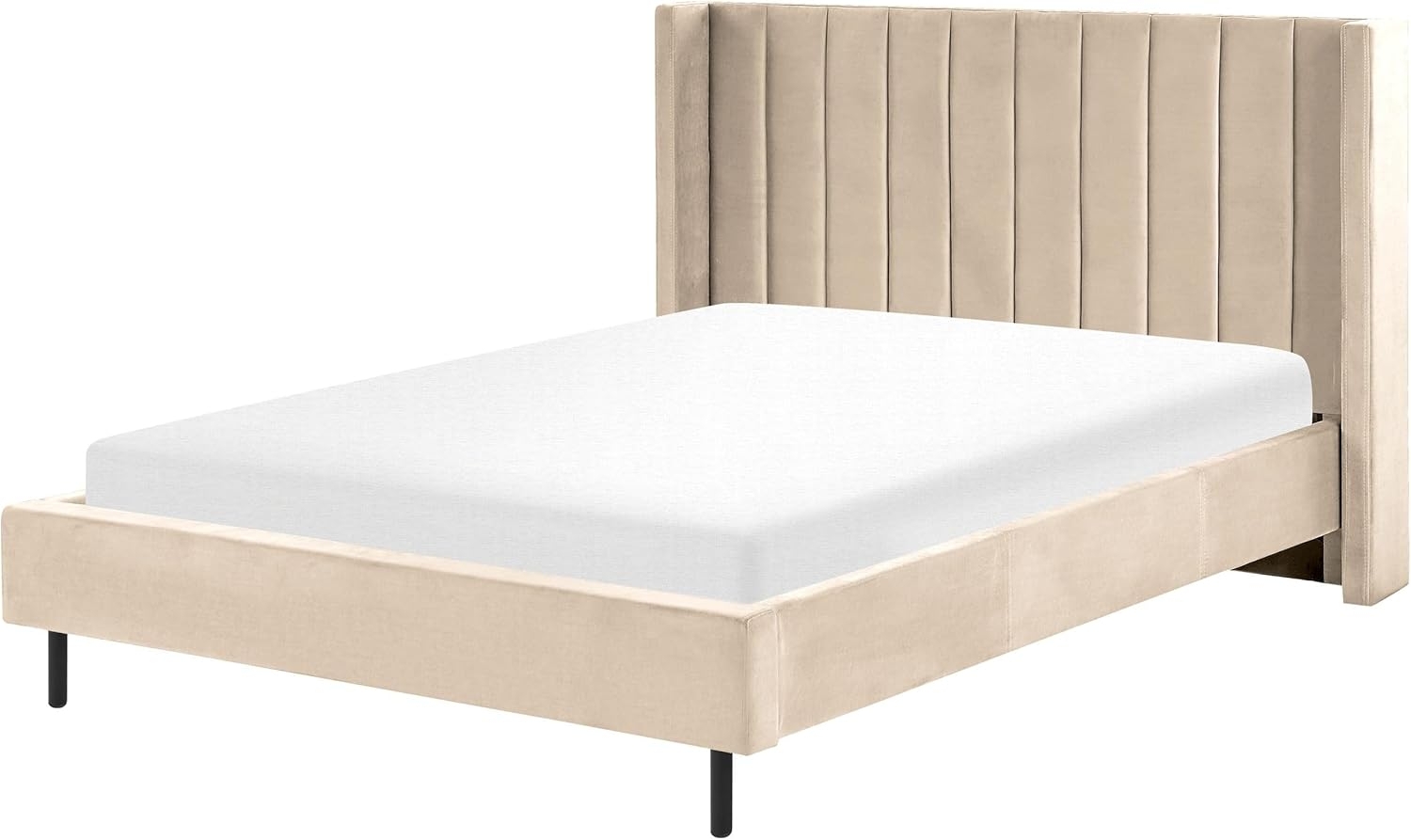 Bett mit Lattenrost VILLETTE 140 x 200 cm Samtstoff Beige Bild 1