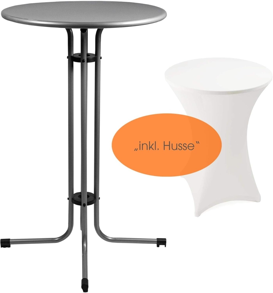 Stehtisch Bistrotisch Metall Garten Tisch Ø 70 cm Bartisch Grau inkl. Husse Bild 1
