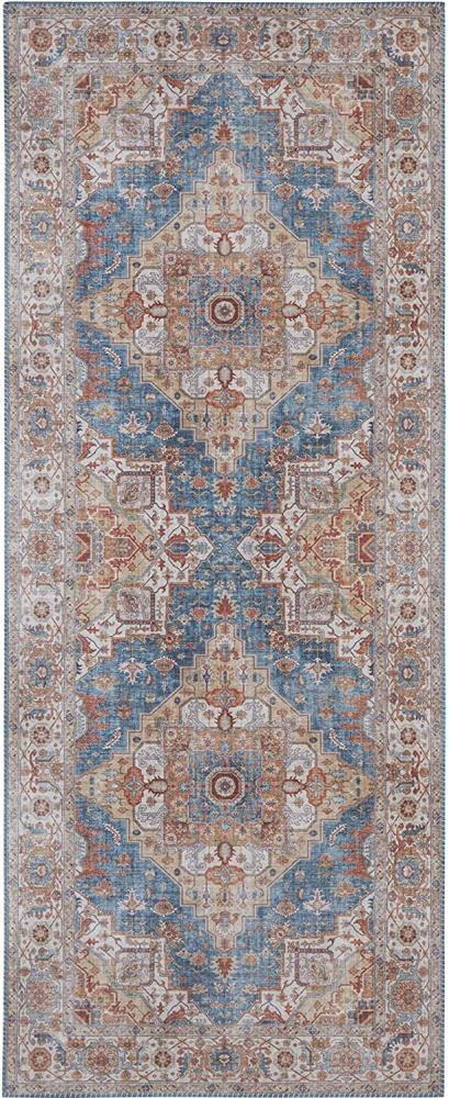 Vintage Teppich Sylla Jeansblau - 80x200x0,5cm Bild 1