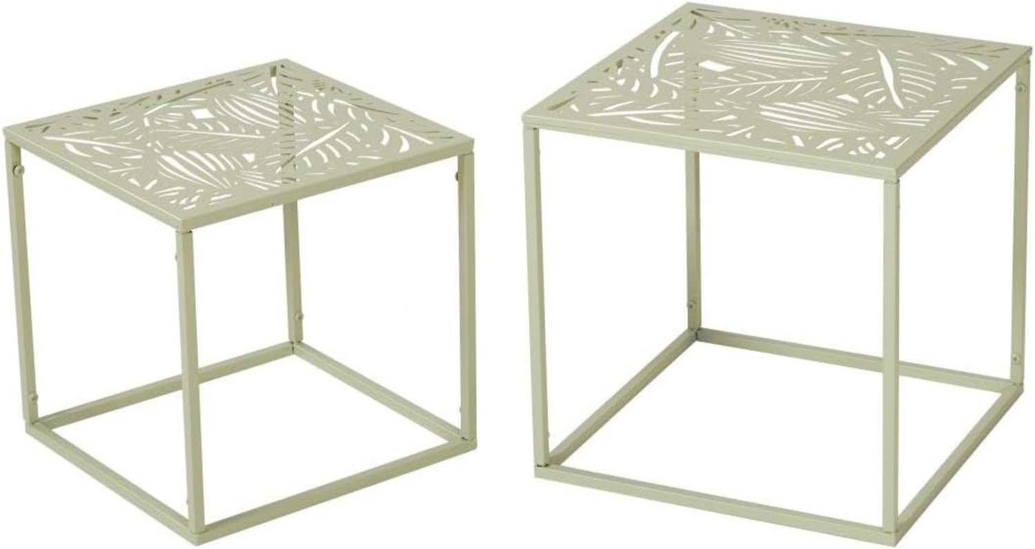 Vente-unique - Gartentische 2er-Set - Metall - Mandelgrün - MILAYA von MYLIA Bild 1