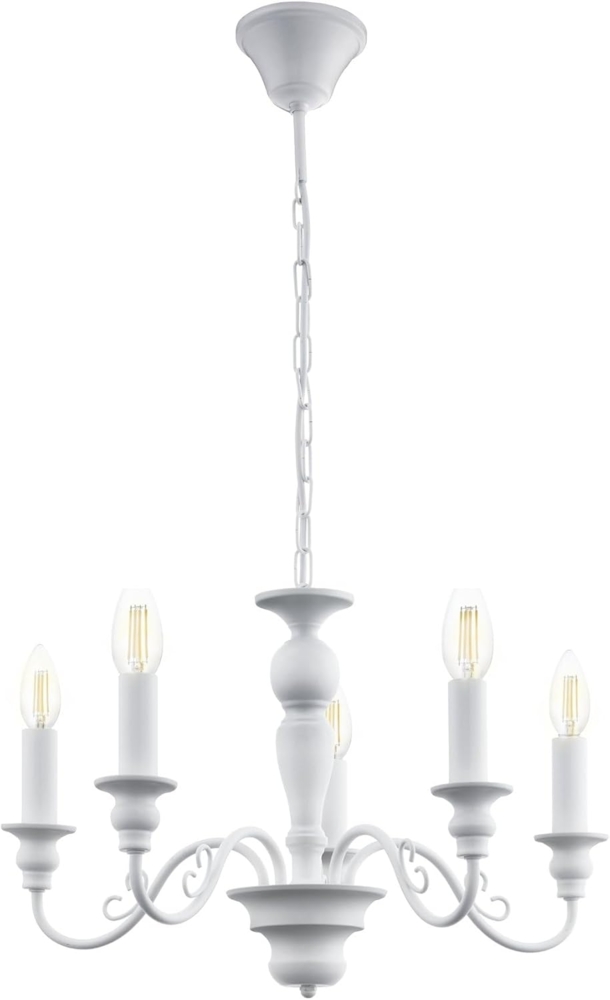 Eglo 49851 Kronleuchter CAPOSILE Stahl weiß E14 5x40W H:110cm Ø54,5cm dimmbar Bild 1