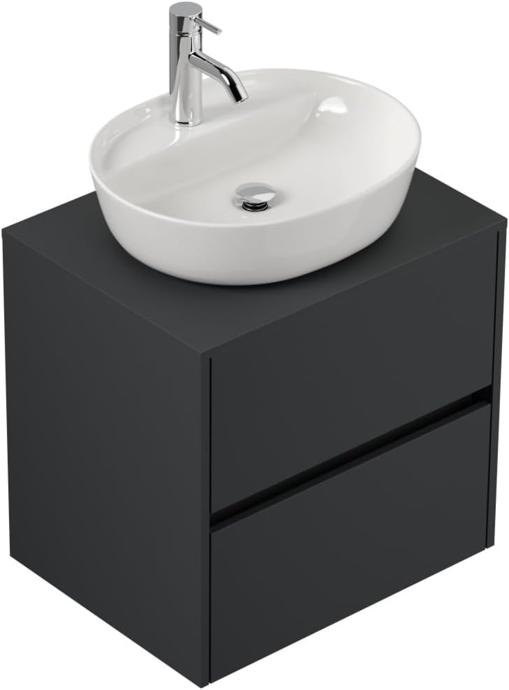 Badmöbel Taifun 60cm mit ovalem Aufsatzwaschbecken grafit : Grafit Bild 1