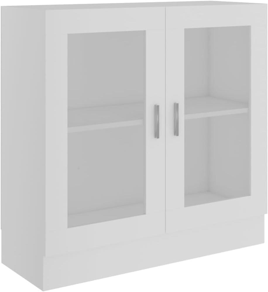 vidaXL Vitrinenschrank Bücherschrank Aktenschrank Büroschrank Vitrine Schrank Bücherregal Sideboard Weiß 82,5x30,5x80cm Spanplatte Bild 1