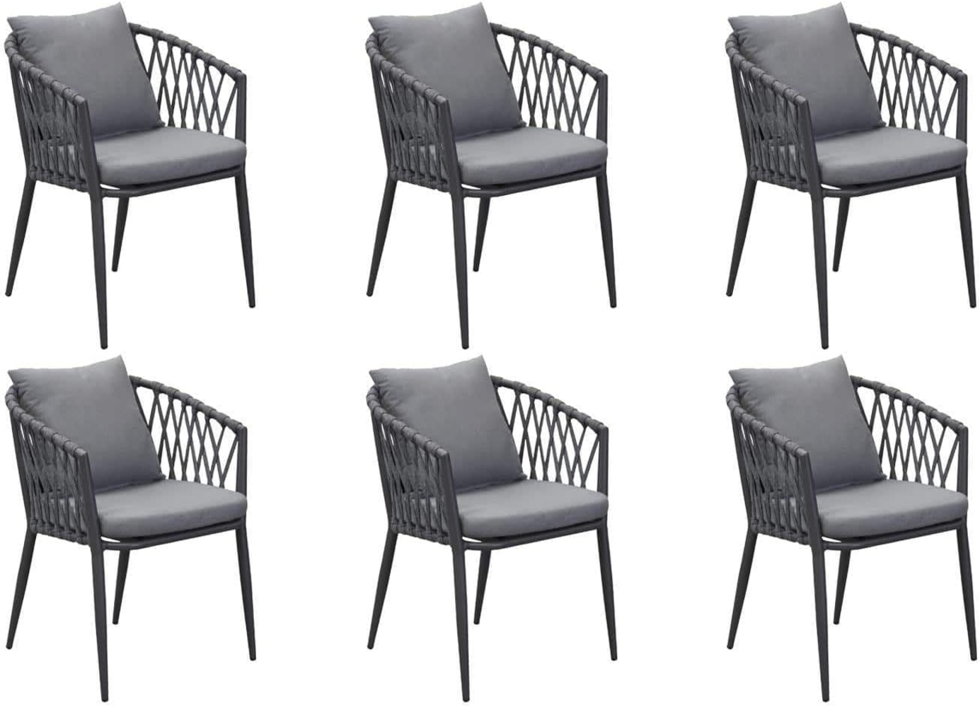 Outdoor Gartenstuhl SUNREPO, Anthrazit, Dunkelgrau, Grau, Aluminium, (Set, 6 St), Olefin, mit Sitz- und Rückenkissen Bild 1