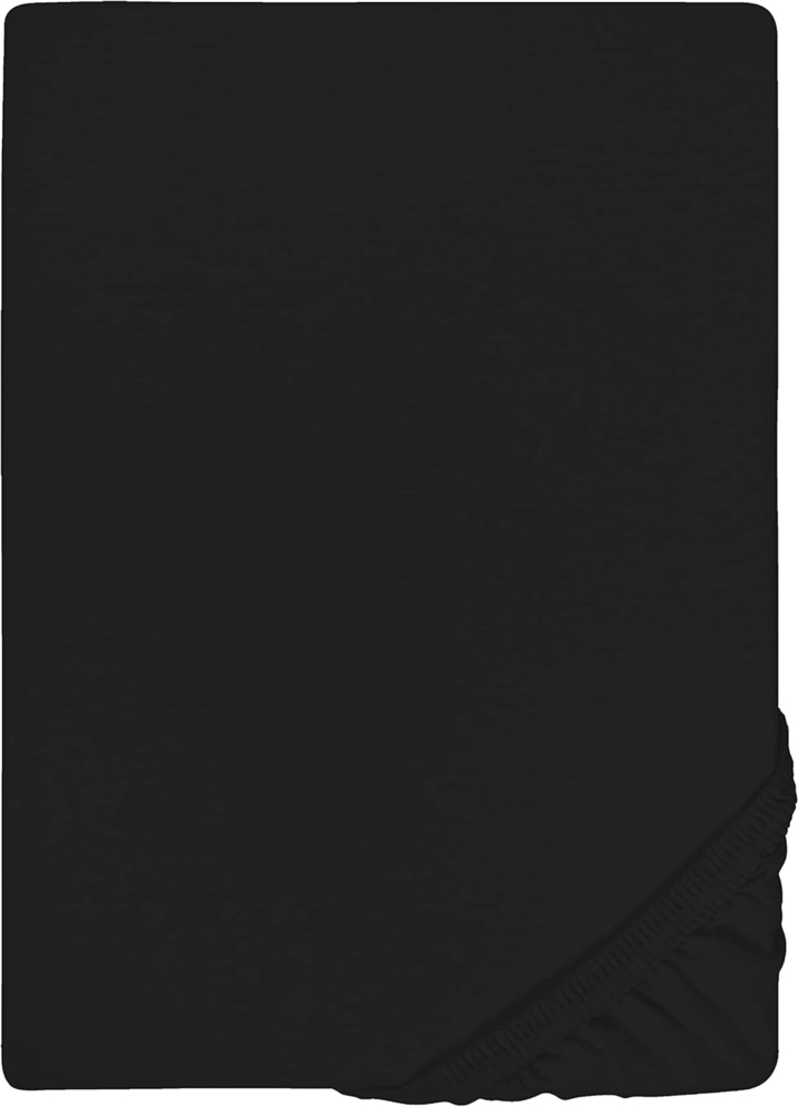 biberna Jersey-Elastic-Topper-Spannbetttuch, schwarz, 1 x 180 x 200 cm - 200x220 cm Bild 1