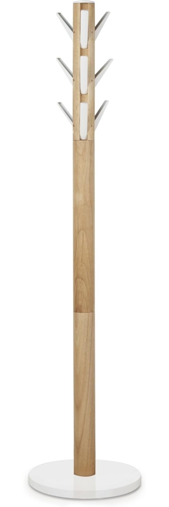 Umbra Flapper Garderobenständer – Kleiderständer mit 9 herunterklappbaren Aluminimum-Haken für Flur und Büro, Holz / Weiß - Natur Bild 1