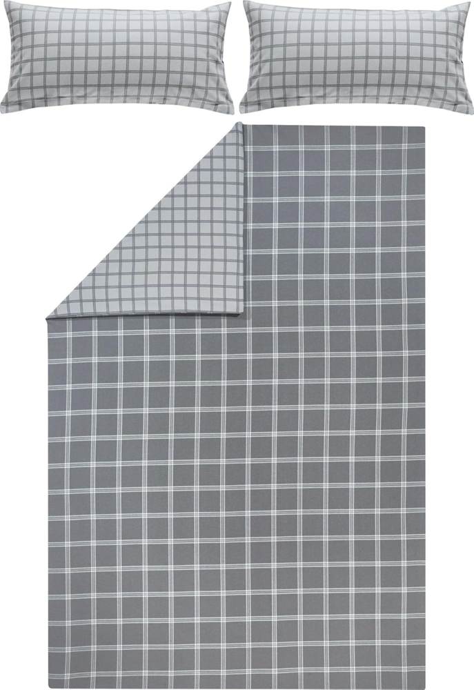 Erwin Müller Bettwäsche Wendebettwäsche, Biber, 3 teilig, Flanell Karo Bild 1