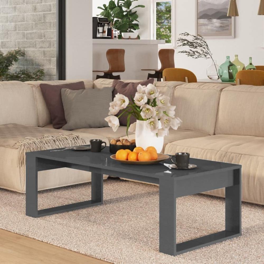 vidaXL Couchtisch Hochglanz-Grau 110 x 50 x 35 cm Spanplatte Bild 1