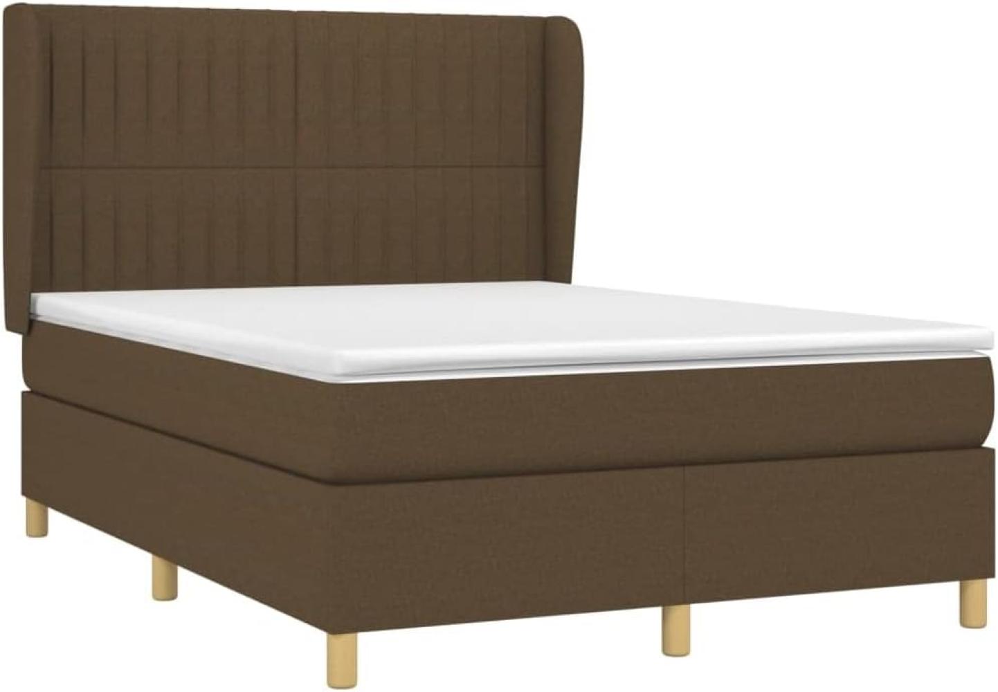 Boxspringbett mit Matratze Stoff Dunkelbraun 140 x 200 cm Bild 1