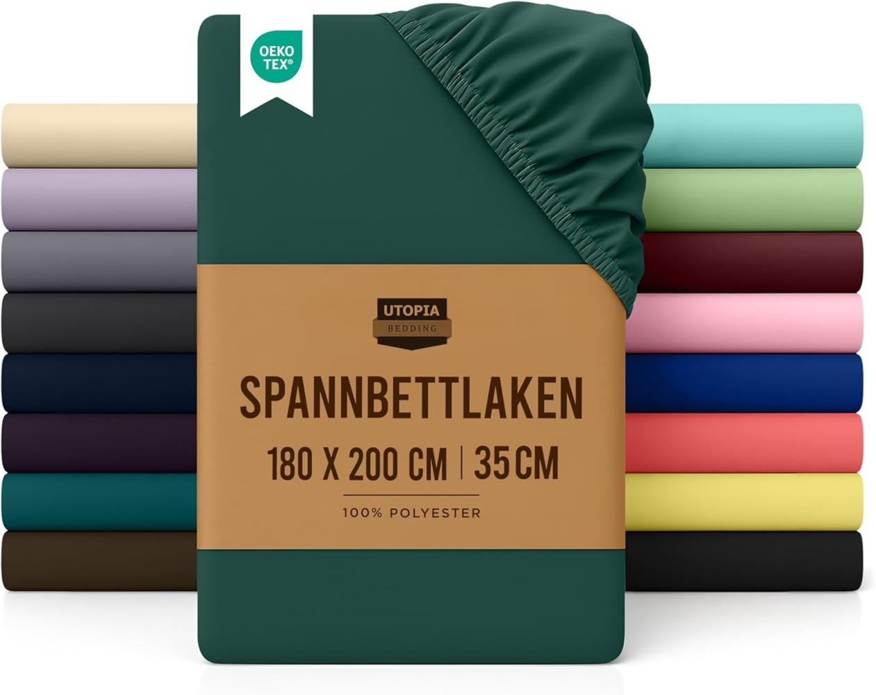 Utopia Bedding - Spannbettlaken 180x200 cm - Grün - Gebürstete Polyester-Mikrofaser Spannbetttuch - 35 cm Tiefe Tasche Bild 1