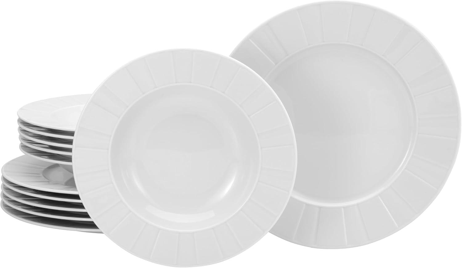 CreaTable 17608 Tafelservice Barcelona für 6 Personen, Porzellan, weiß (1 Set, 12-teilig) Bild 1