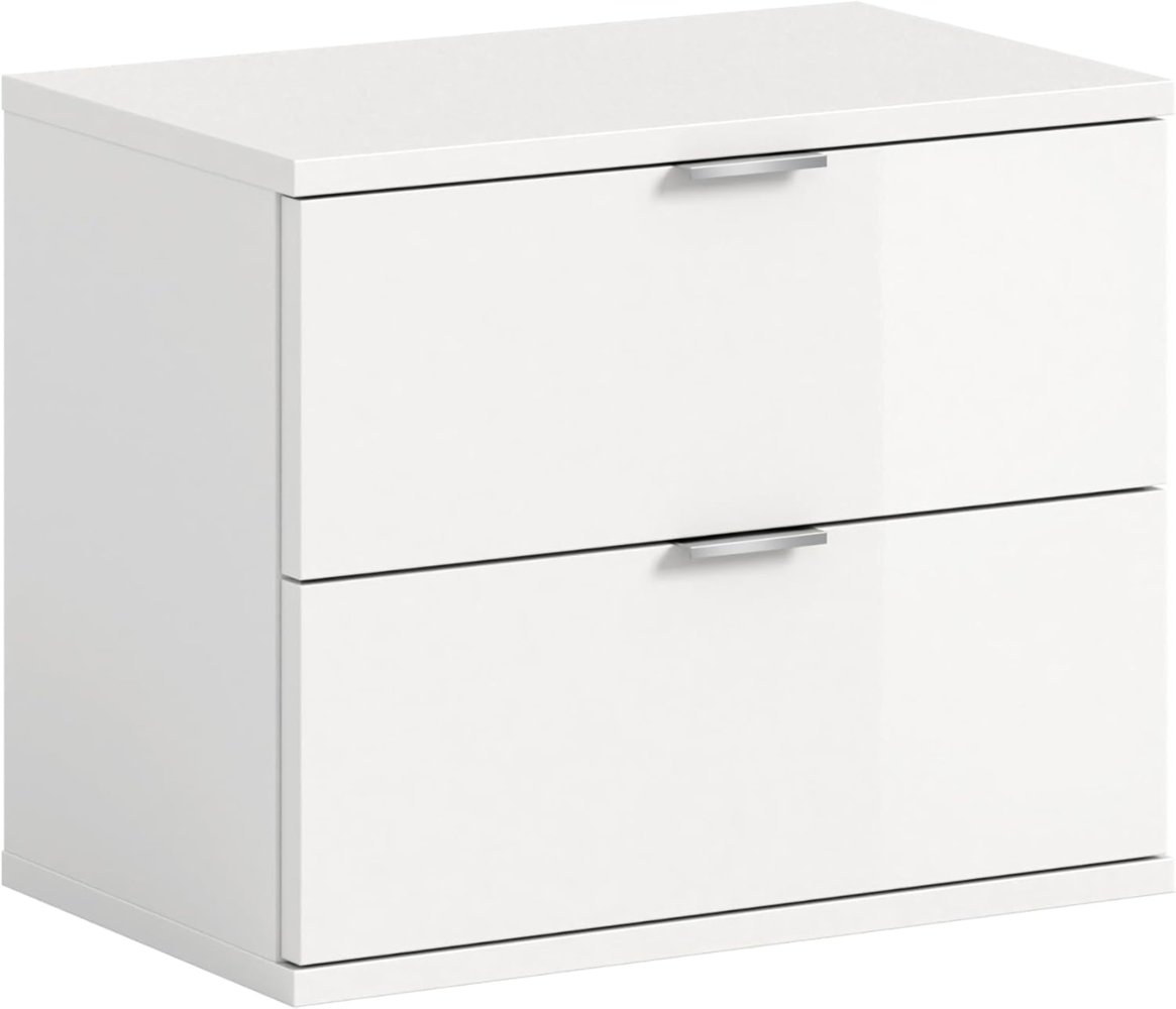 Sitzbank Weiß Hochglanz, Modern, Kompakt, 52x42x32 cm, 2 Schubkästen Bild 1