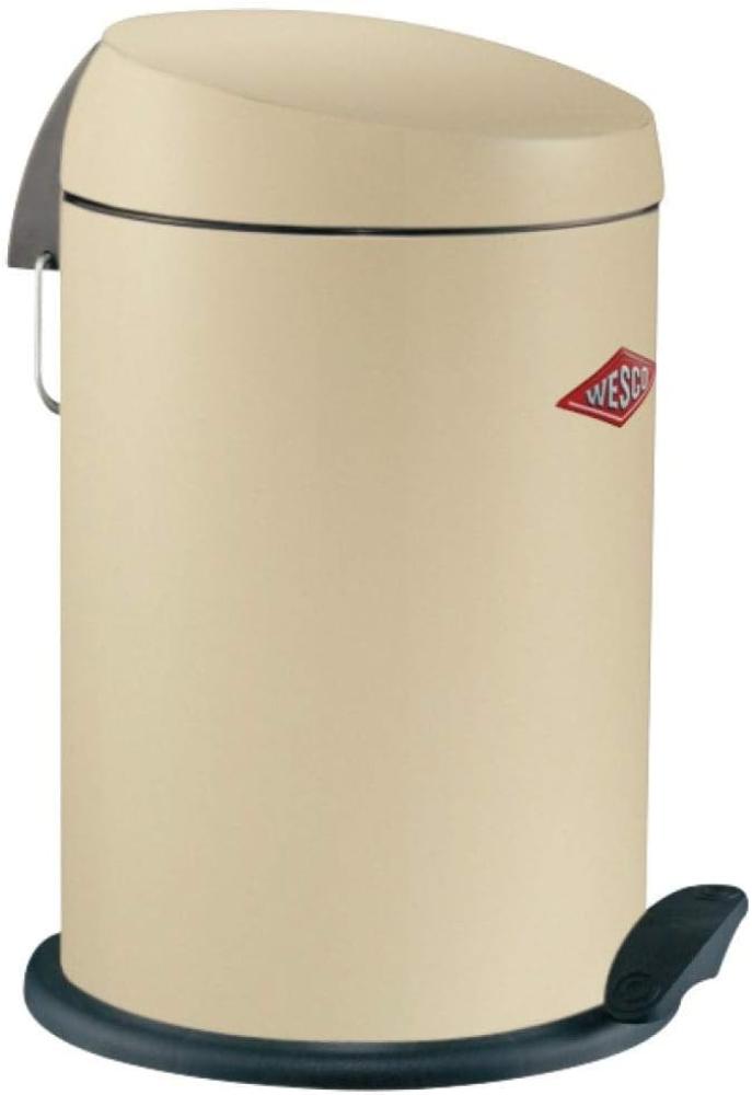 Wesco Kosmetiktreteimer Capboy Base, Bad Abfalleimer, Treteimer, Mülleimer, Stahlblech, Mandel, 13 L, 121212-23 Bild 1