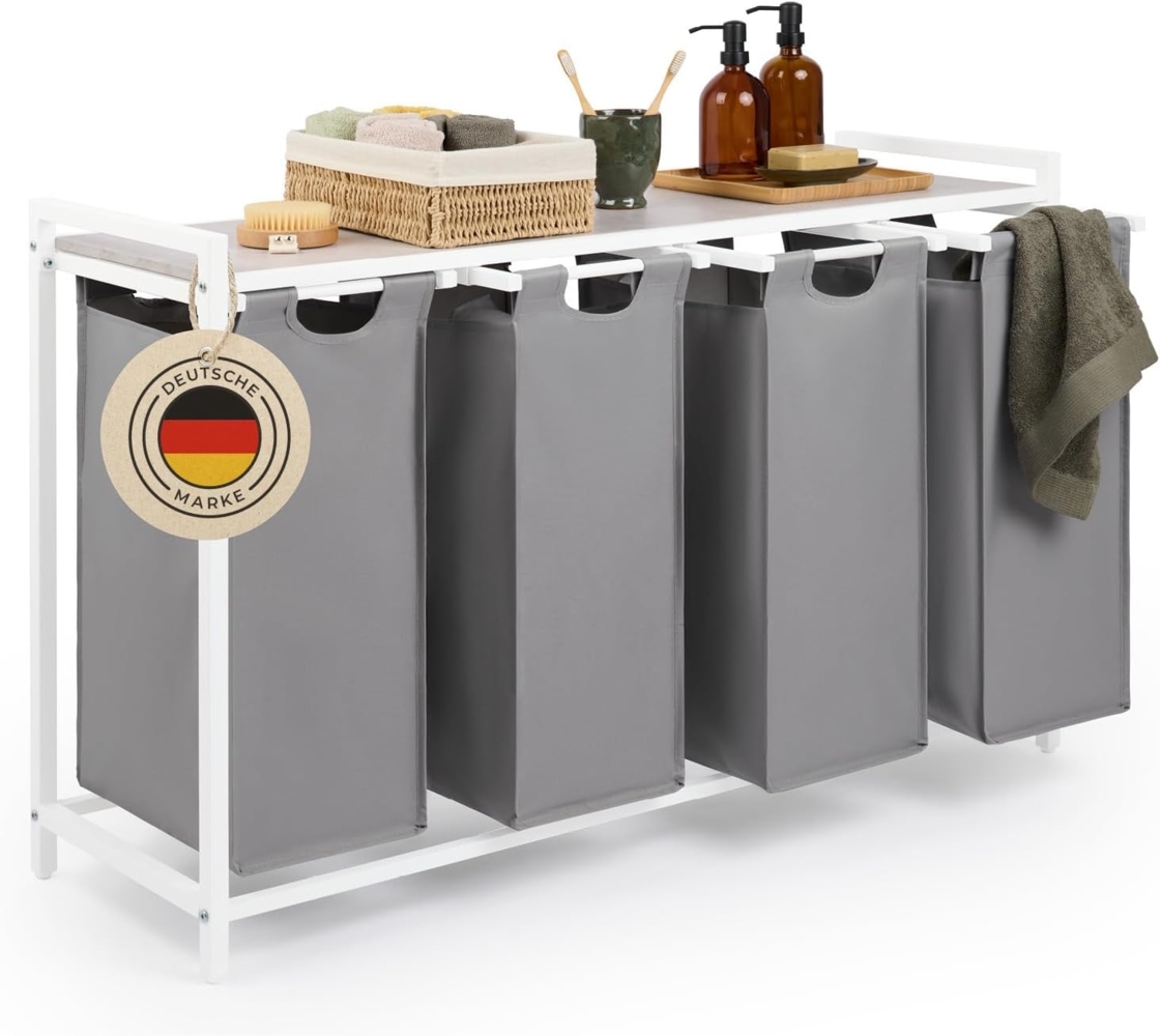 Blumtal Ausziehwäschekorb 2-4 Fächer Wäschesammler mit Ablage und Metallrahmen Bild 1