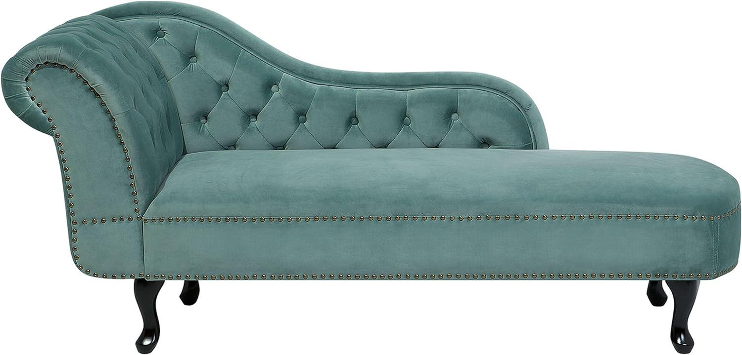 Chaiselongue Samtstoff mintgrün linksseitig NIMES Bild 1