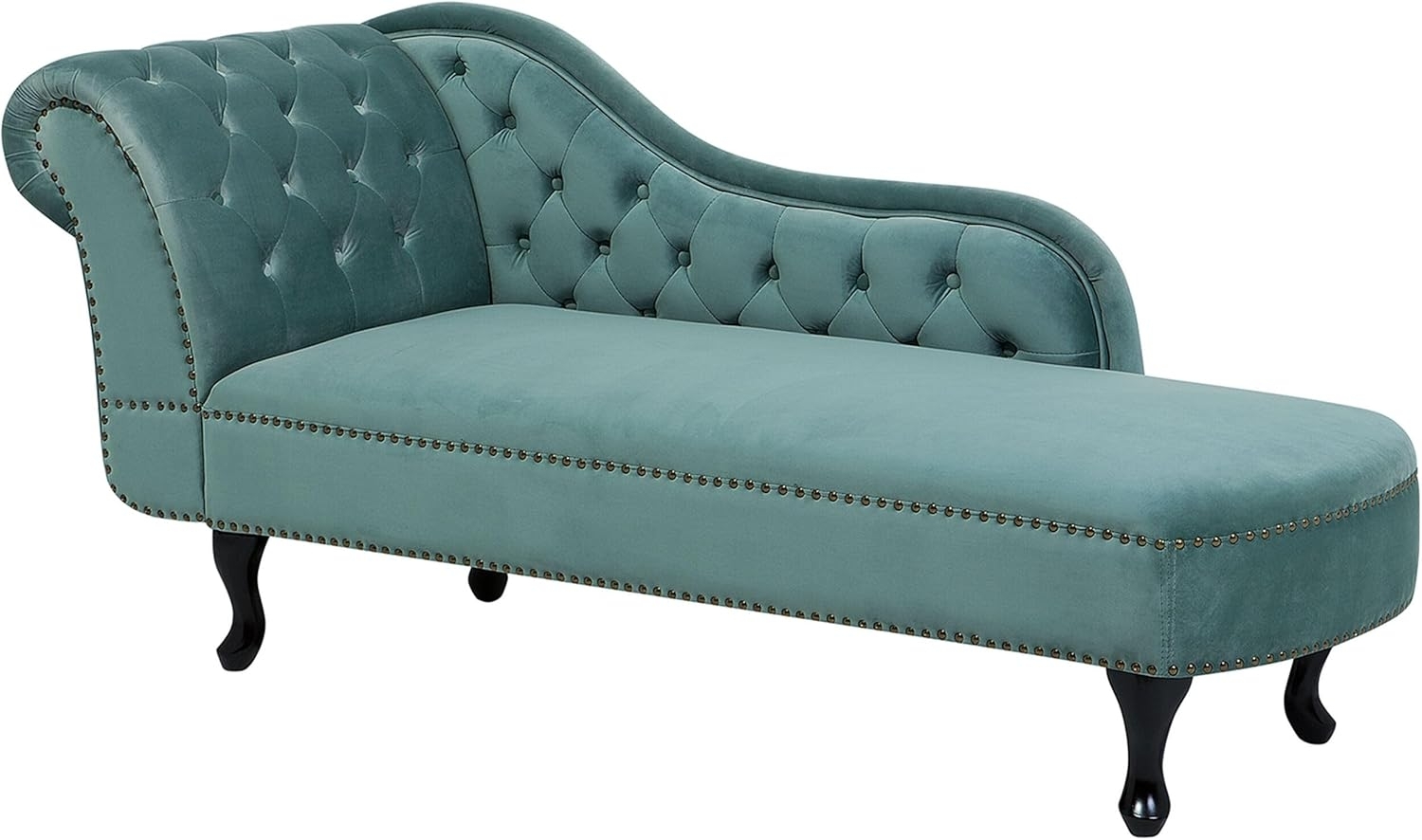 Beliani 'Nimes' Chaiselongue, Mintgrün, Samt, 79 x 65 x 169 cm, Links Bild 1