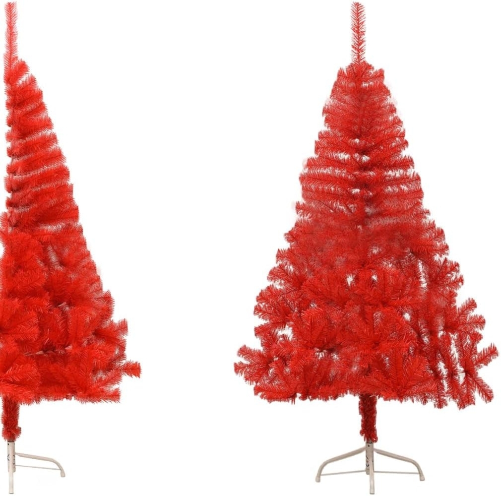 Künstlicher Halb-Weihnachtsbaum mit Ständer Rot 150 cm PVC Bild 1