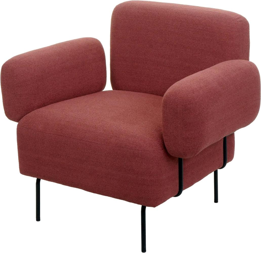 Lounge-Sessel HWC-L83, Cocktailsessel Polstersessel Sessel, Bouclé Stoff/Textil Metall ~ altrosa Bild 1