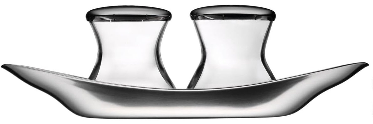 WMF Salz- / Pfefferstreuer Wagenfeld, (1x Salzstreuer, 1x Pfefferstreuer (Höhe 6 cm) 1x Teller (Länge 17 cm), 3-tlg) Bild 1