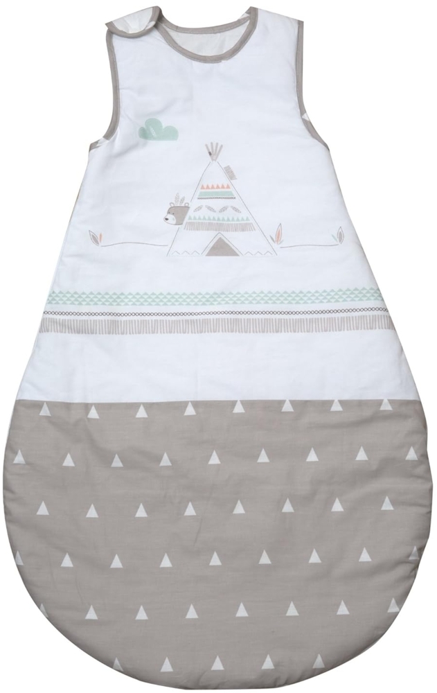 roba Schlafsack 'Indibär' 90 cm - ganzjahres Babyschlafsack - atmungsaktiv - Baumwolle - Beige / Weiß Bild 1