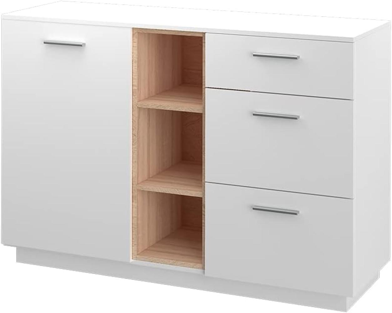 Vicco Kommode Highboard Anrichte Beatrice Weiß 3 Schubladen Sideboard Regal Bild 1