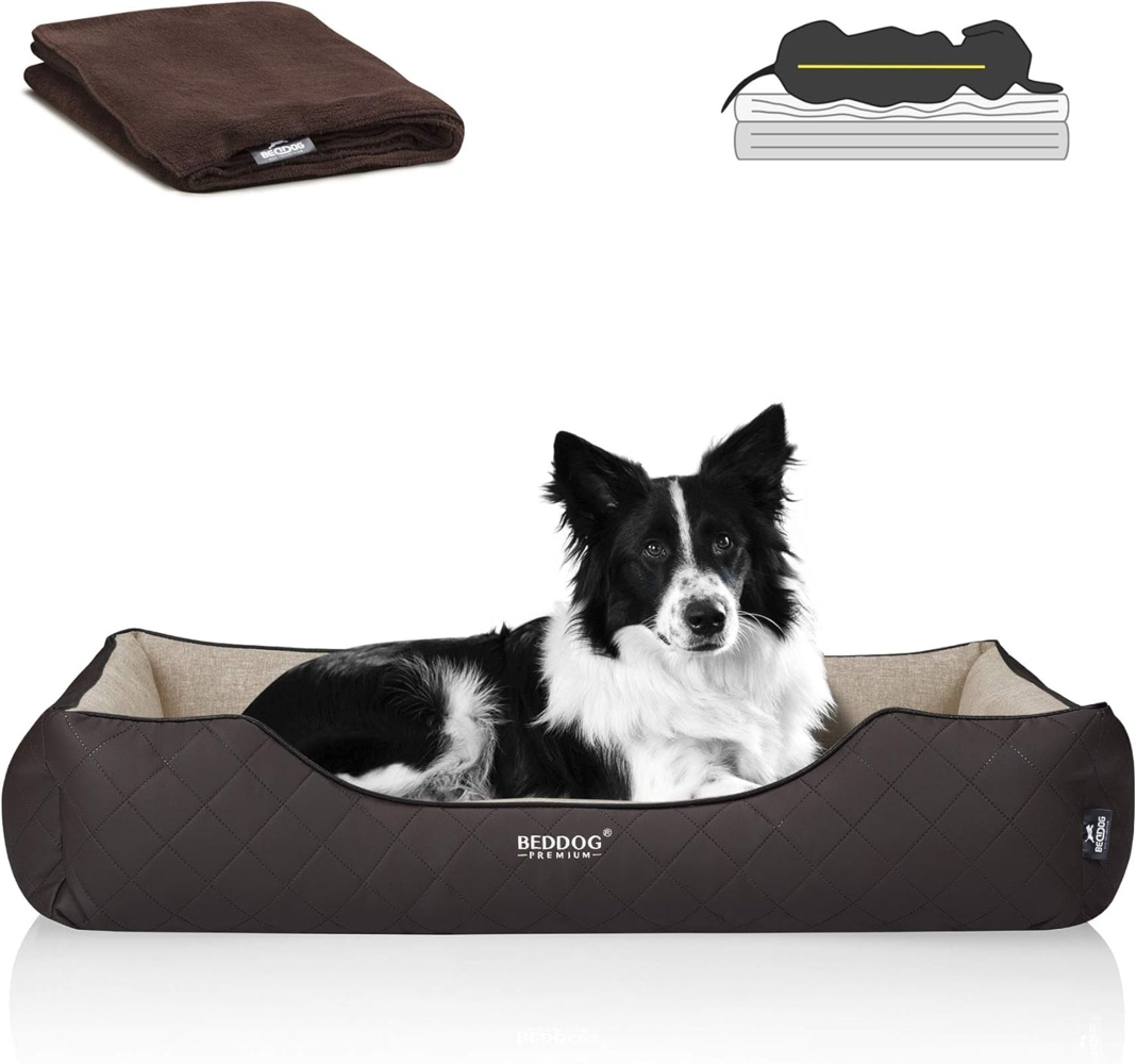 BedDog PREMIUM Orthopädisches Hundebett WUFFI, Memory Foam, mit abnehmbaren Bezug MELANGE (beige/braun), (XXL) ca. 110x75x25cm Bild 1