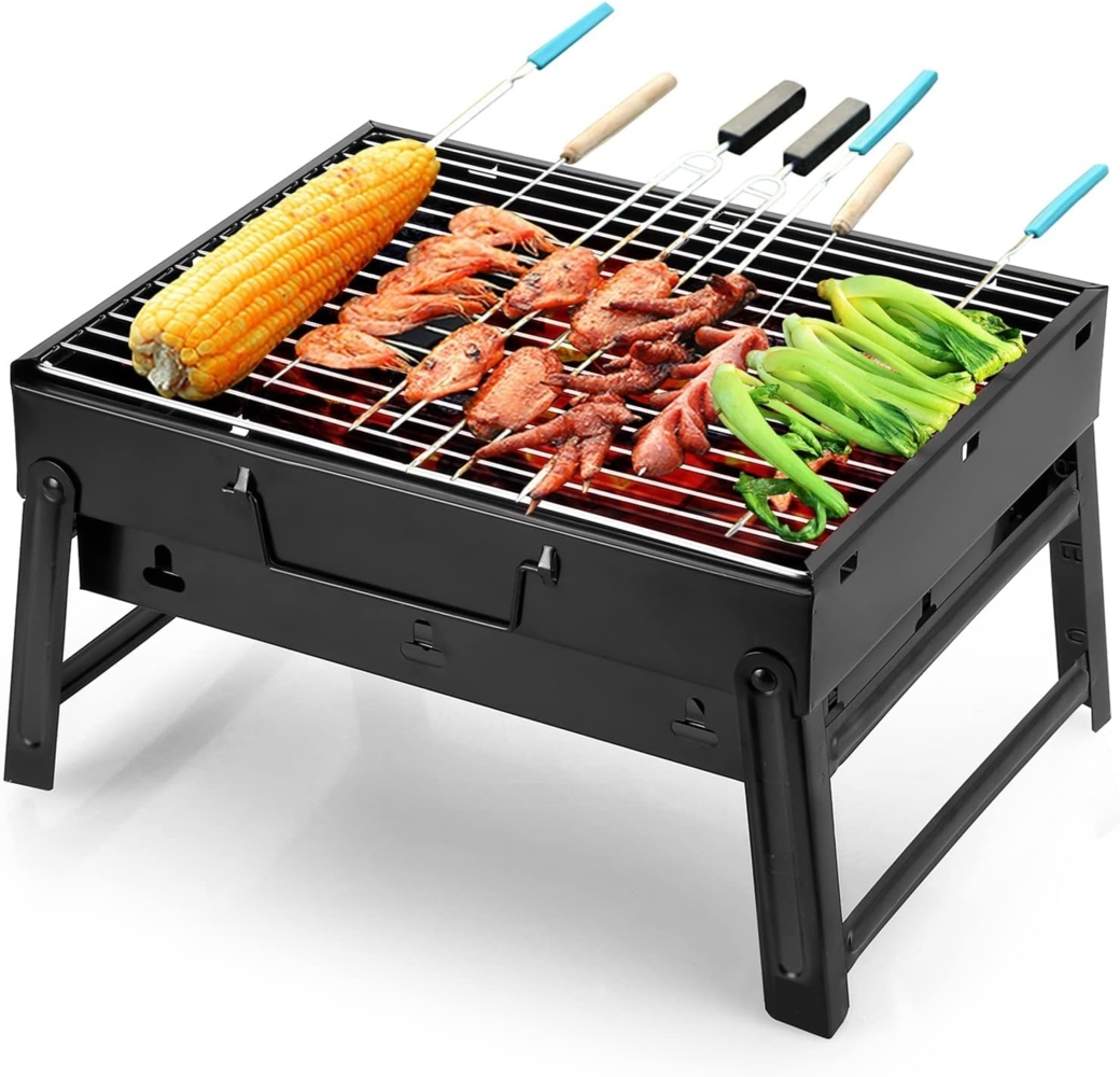 Uten Portable Holzkohlegrills, Eisen Schwarz, 40 x 27 x 20 cm Bild 1