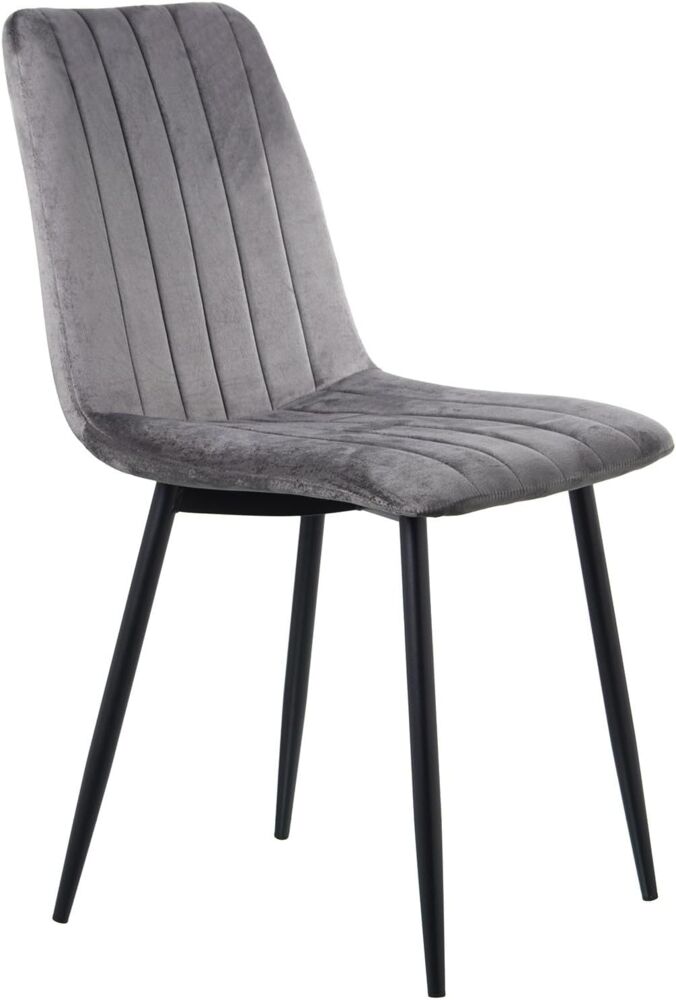 DRW Set mit 4 Stühlen aus Polyester und Metall in Schwarz und Grau, 55 x 44 x 86 cm Bild 1