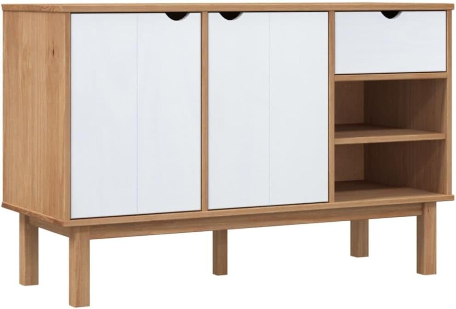 Sideboard Braun und Weiß 114 x 43 x 73,5 cm Massivholz Kiefer [351302] Bild 1