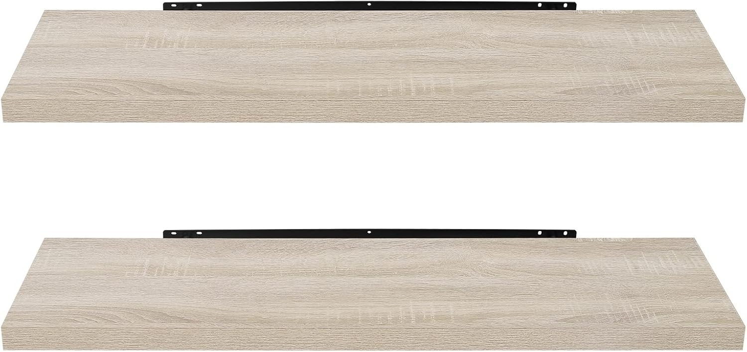 EUGAD Wandregal Wandboard 2er Set Hängeregal Holz Board Modern Sonoma Eiche 80 x 22,9 x 3,8 cm 0046QJ-2 Bild 1