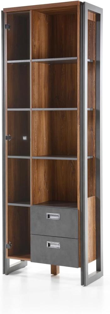 Vitrine Auburn Eiche Stirling und Matera grau 70 x 202 cm Bild 1