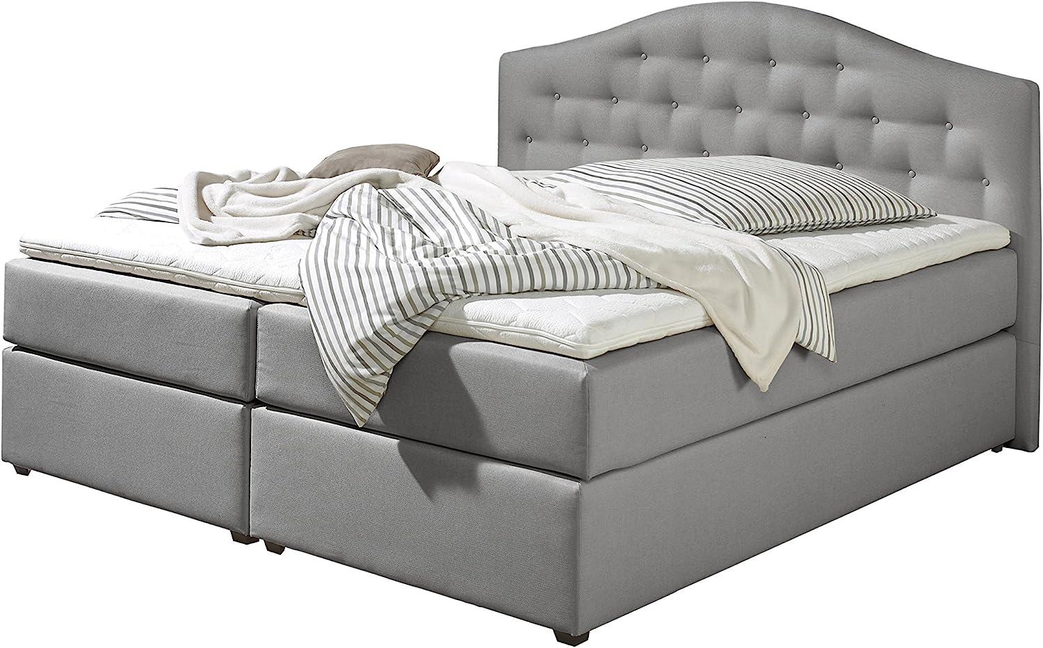 Maintal Boxspringbett Amber, 140x200 cm, Stoff, 7-Zonen-Taschenfederkern Matratze h2, Grau Bild 1