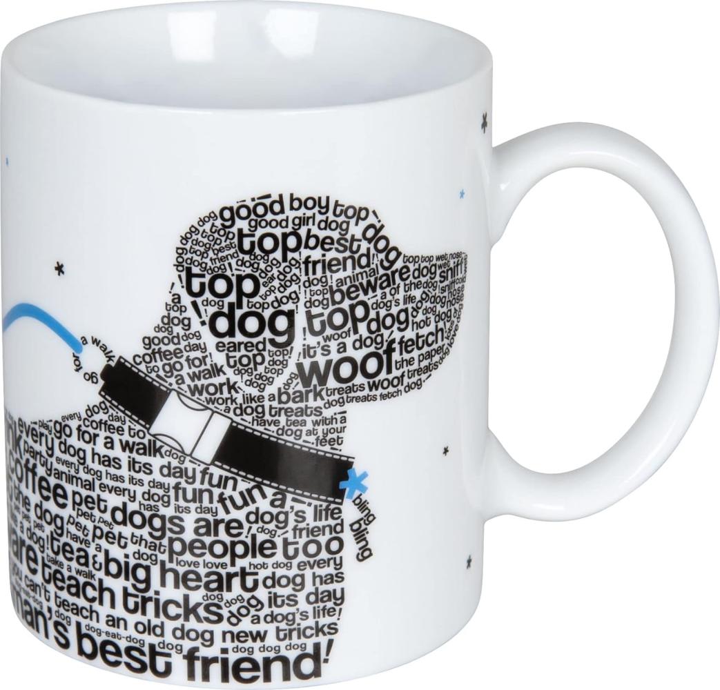 Könitz Criss Cross Animals Hund Becher, Kaffeebecher, Kaffeetasse, Kaffee Tasse, Teetasse, Porzellan, Weiß / Schwarz / Blau, 300 ml, 11 1 002 2304 Bild 1