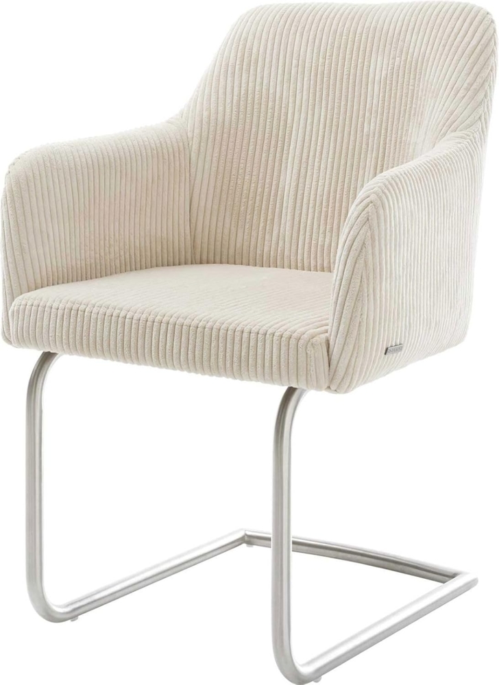 Freischwinger Greg-Flex Cord Beige Freischwinger rund Edelstahl Taschenfederkern Bild 1