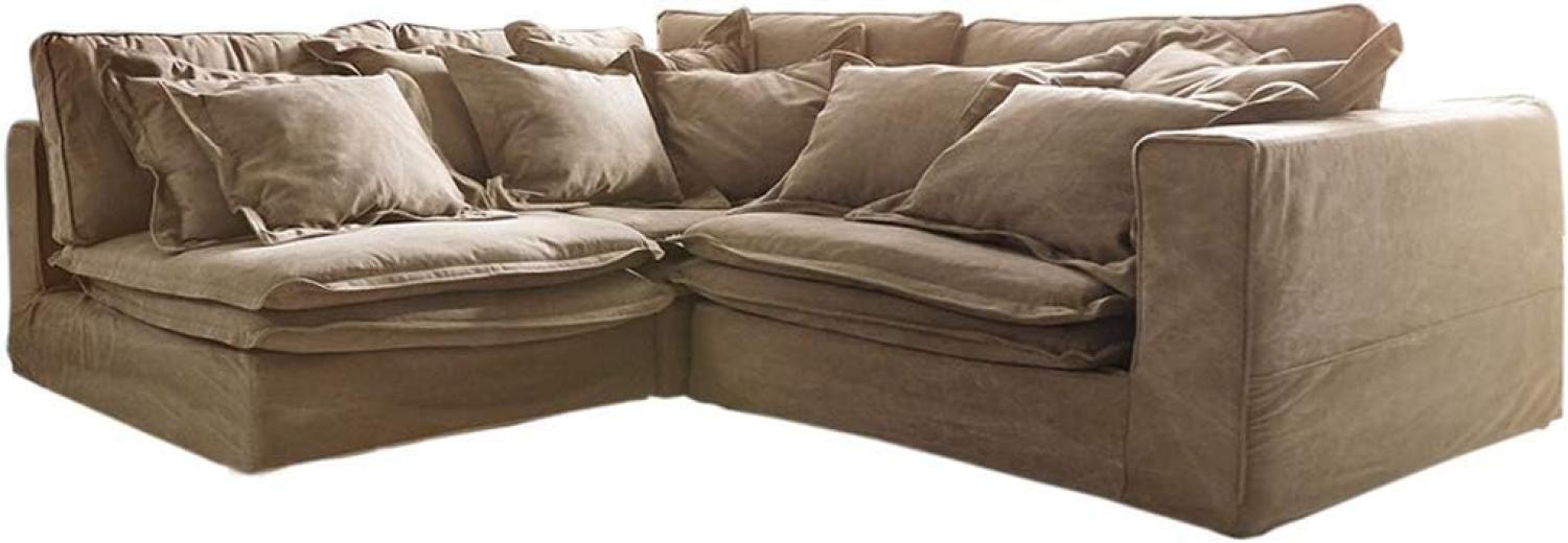 Hussensofa Sharona 234x220 cm Braun mit Kissen Ecksofa Bild 1