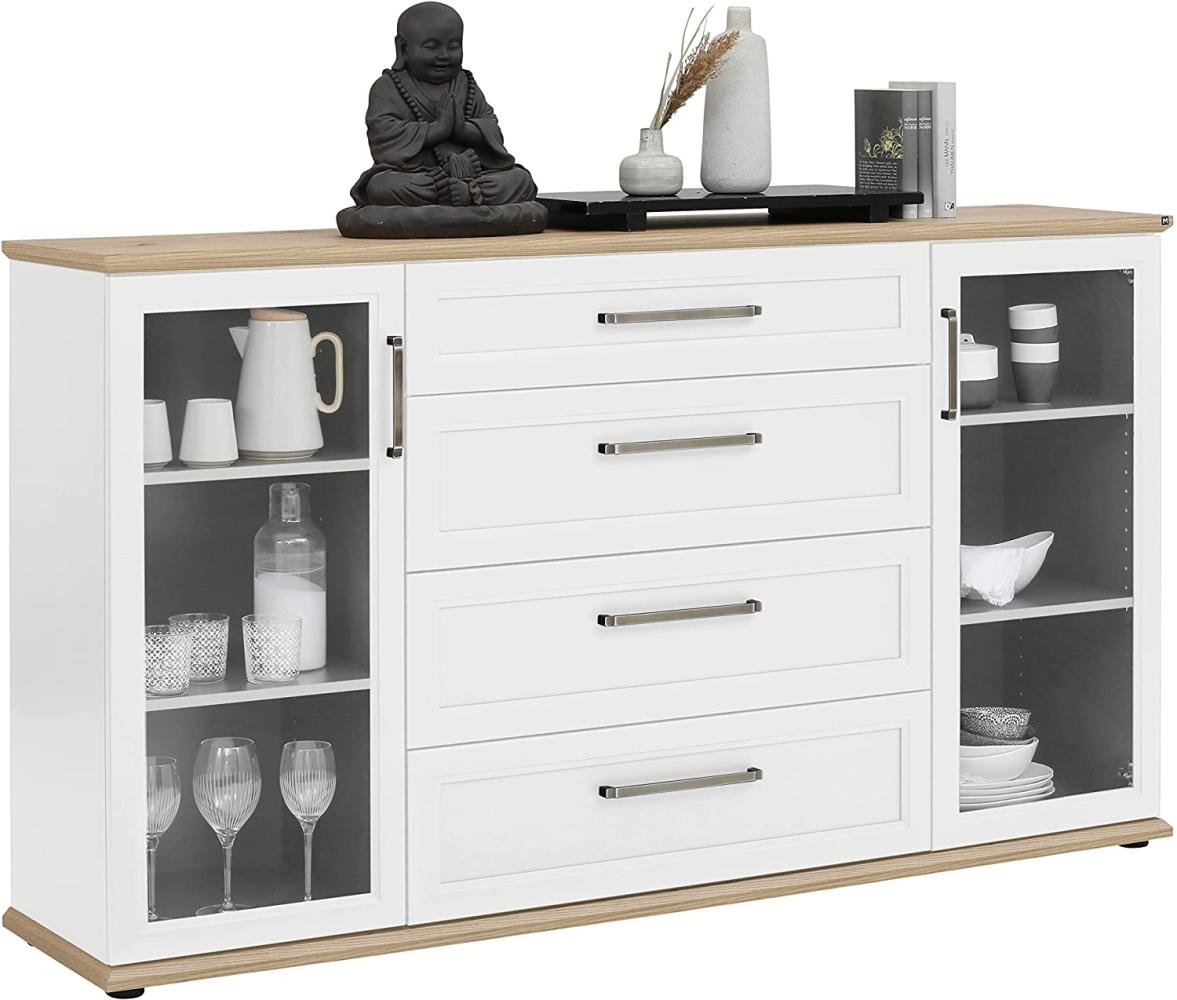 Kommode >Vermilion< in Weiß matt - 183. 2x103. 9x41. 3cm (BxHxT) Bild 1