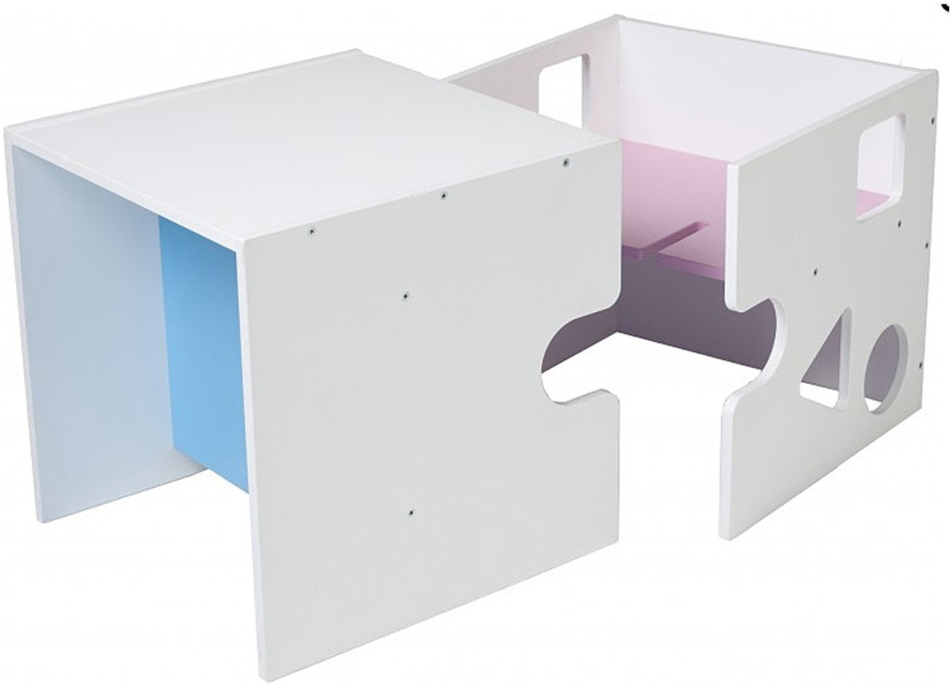 Babybay 'Babycube' Würfel seidenmatt weiß mit rosa/blau Sitzfläche Bild 1