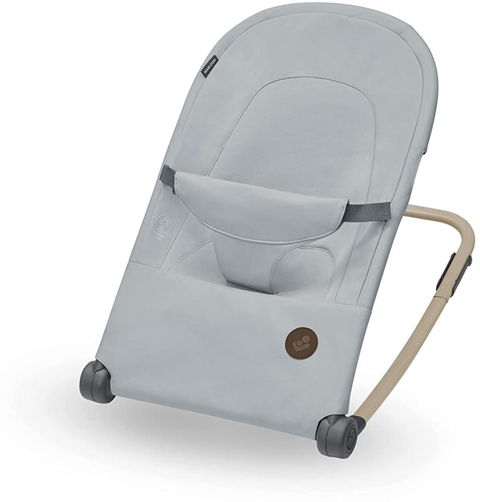 Maxi-Cosi Loa Babywippe, ultrakompakt zusammenklappbare, leichte Babywippe, 2 Liegepositionen, tragbare Babywippe aus 100 % Recyclingmaterialien, 0 bis ca. 6 Monate, 0–9 kg, Beyond Grey Bild 1