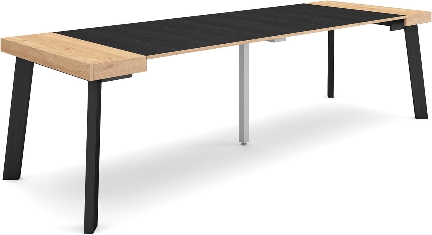 Skraut Home | Ausziehbarertisch | Multifunktionaler ausziehbarer | 260 | Für 12 Gäste | Hölzerne Beine | Moderner Stil | Eiche Schwarz Bild 1