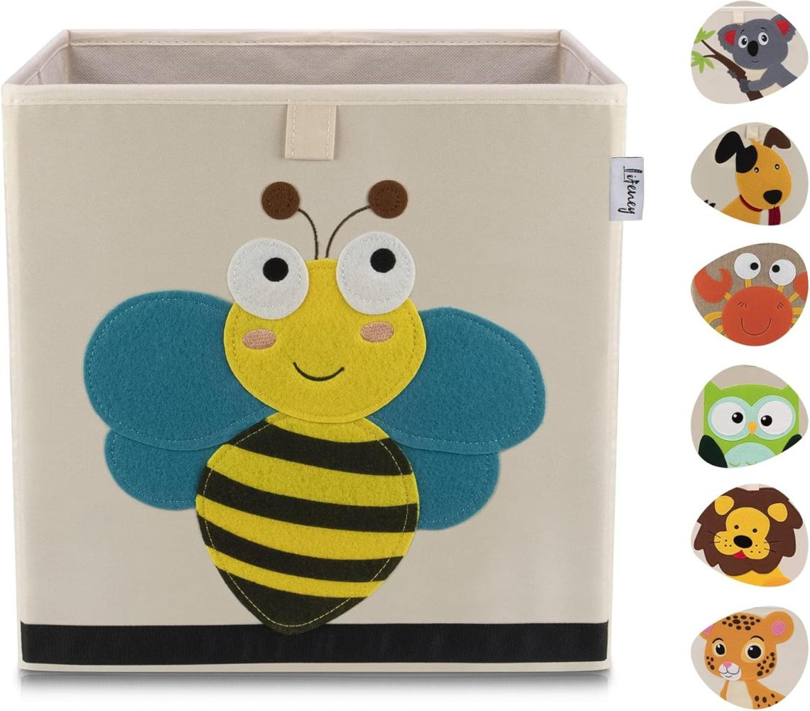 Lifeney Aufbewahrungsbox mit Biene Motiv I Spielzeugbox mit Tiermotiv passend für Würfelregale I Ordnungsbox für das Kinderzimmer I Aufbewahrungskorb Kinder Bild 1